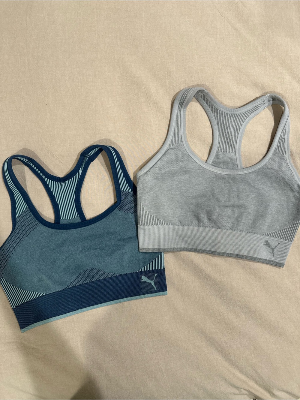 Puma Sports Bras - Light Gray & Teal/Blue
